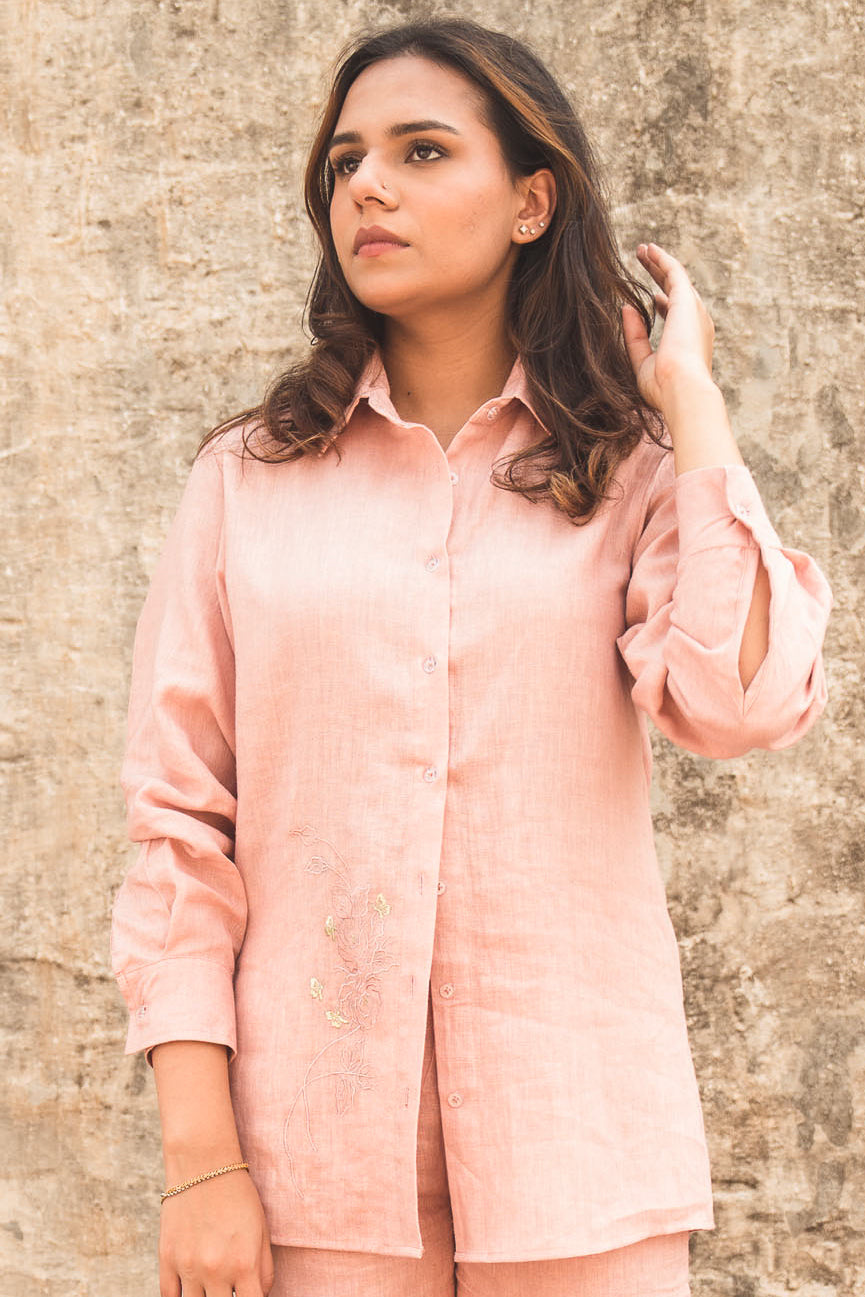 "Guava Glam" Linen Shirt