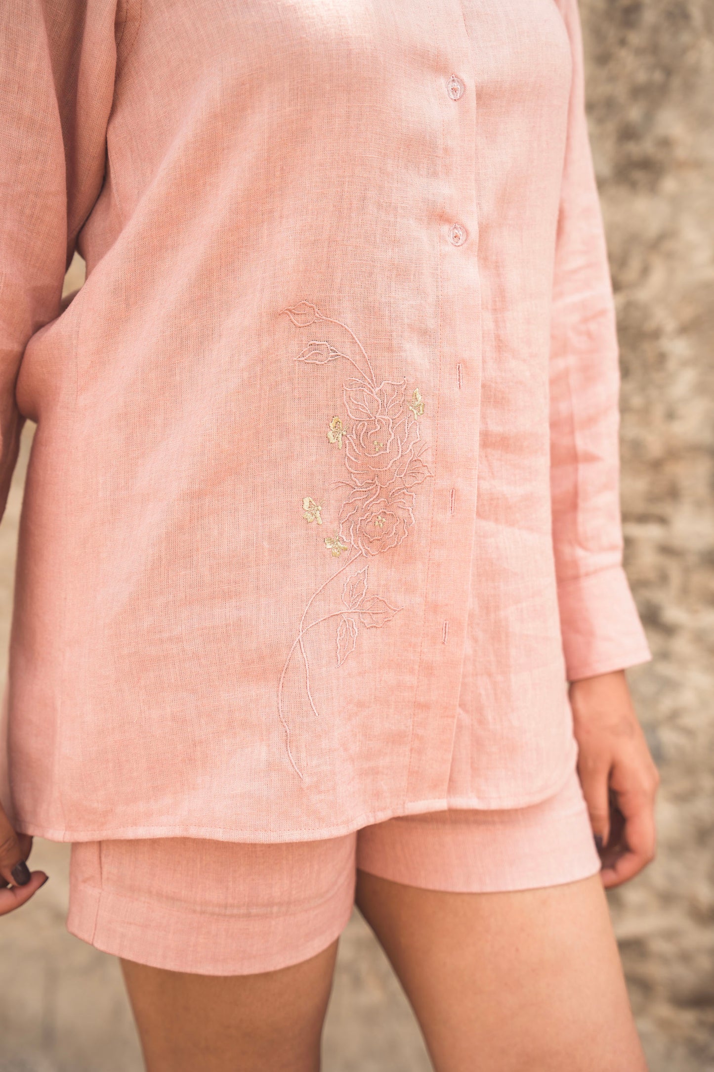 "Guava Glam" Linen Shirt