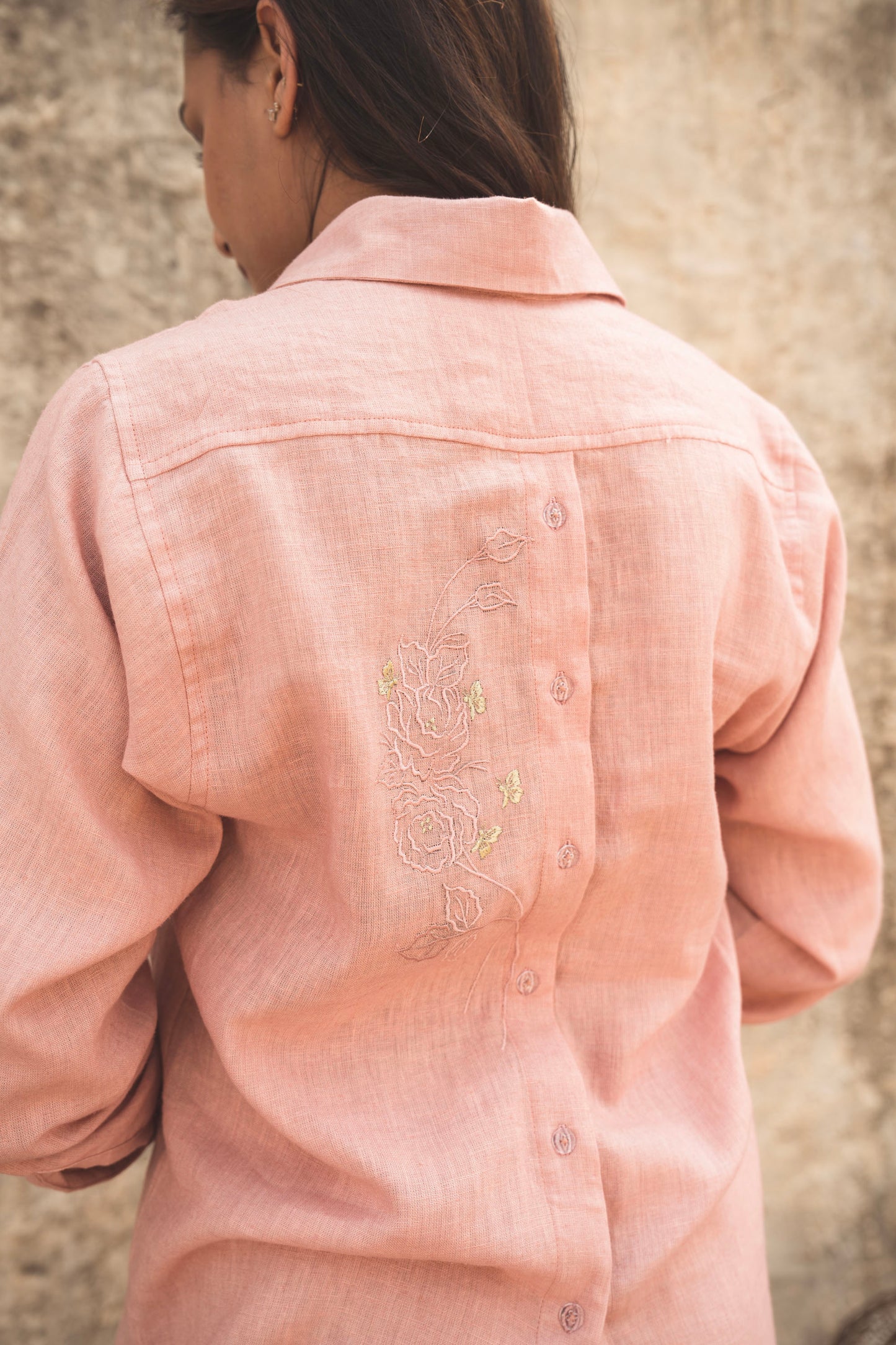 "Guava Glam" Linen Shirt