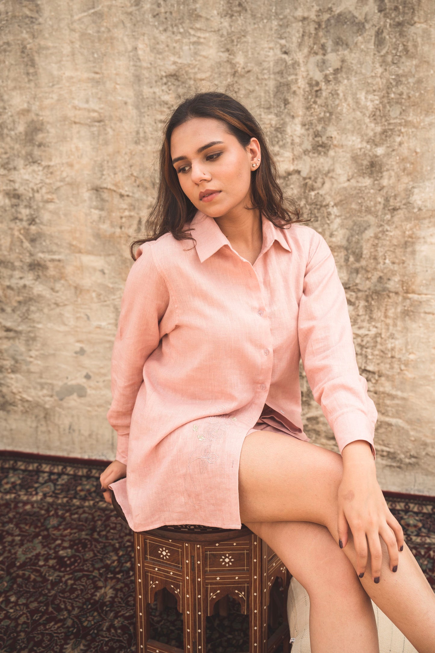 "Guava Glam" Linen Shirt