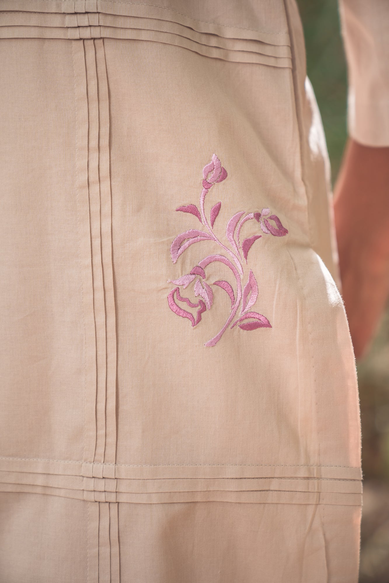 Taupe Kurta Set with Floral Motifs