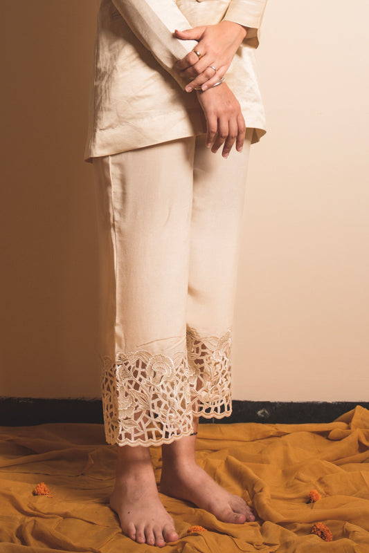 Crepe Embroidered Culottes in Pretty Pearl